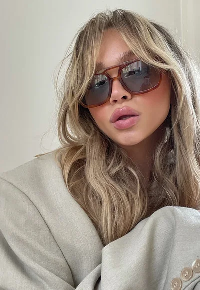VEHLA Dixie sunglasses styled with a tailored jacket